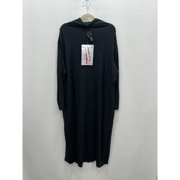 NWT Women With Control Black Finespun Jersey Tummy Midi T-Shirt Dress Size 1XP - Picture 2 of 10